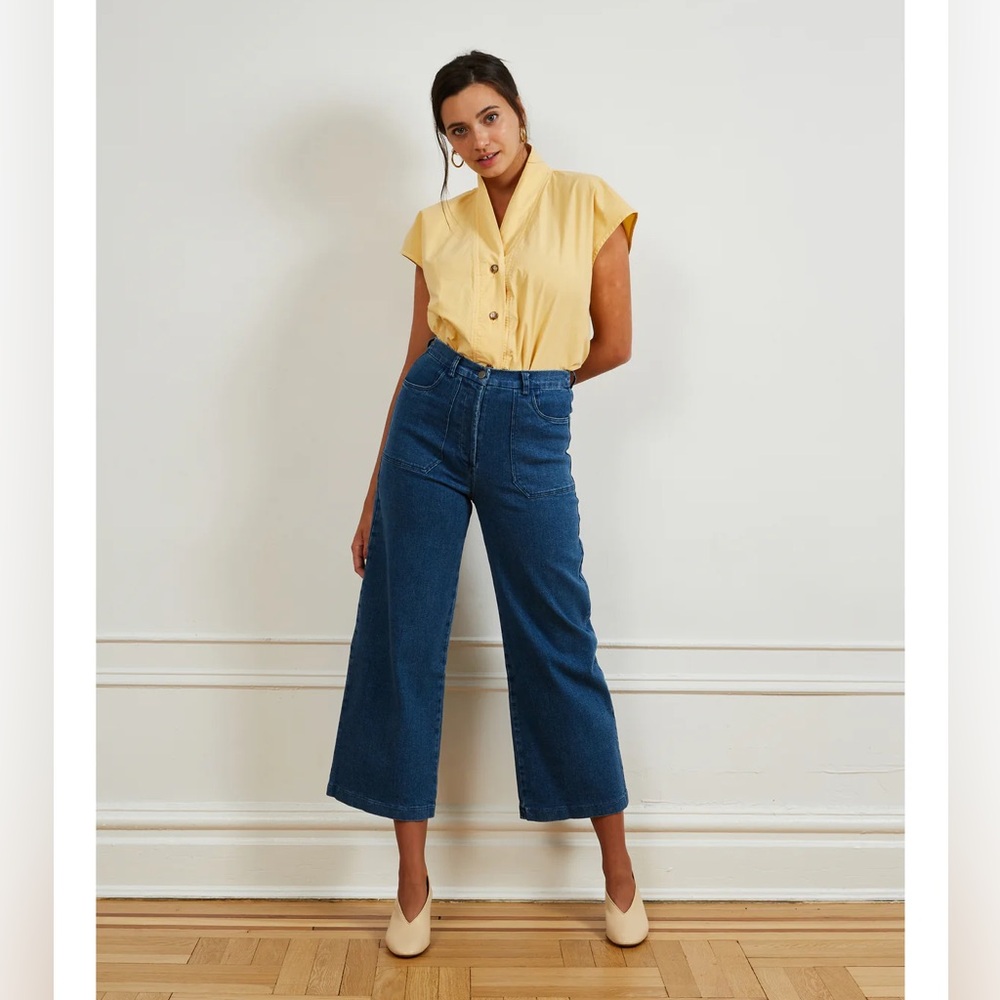 Loup Simone Wide-Leg Cropped Jean